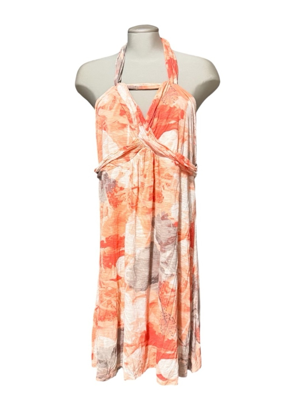 Tommy Bahama Peach Coral Floral Halter Dress